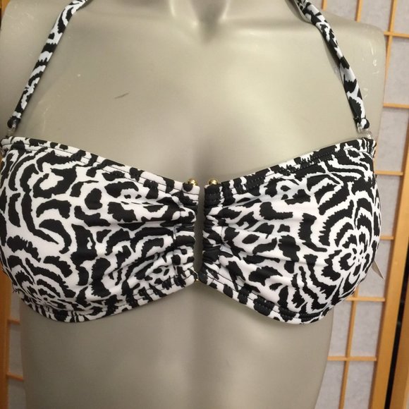 ATHENA 2 Piece Animal Print Tie Side Bikini bandeau Swimsuits Womens Size M